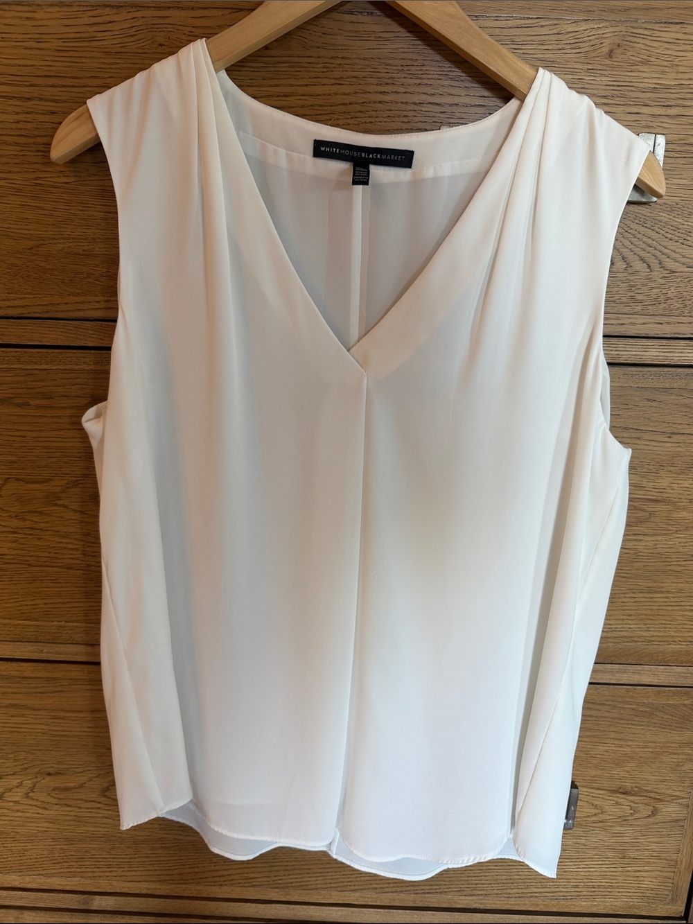 White House Black Market Ivory V-Neck Sleeveless Shell